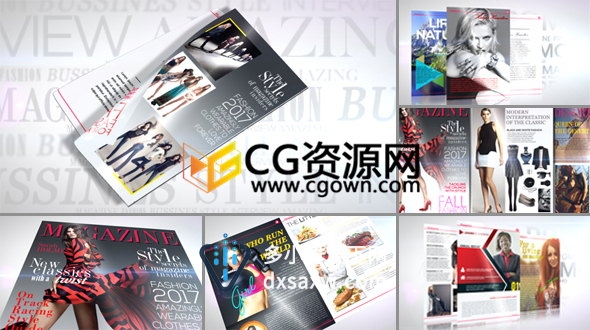 制作杂志宣传视频推广杂志书3D翻页效果动画AE模板
