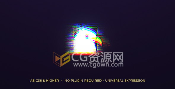 AE模板电脑中病毒画面失真故障彩色毛刺特效LOGO动画