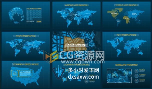 强大科技全息平视HUD信息图表动画超过150个UI图表元素下载AE模板