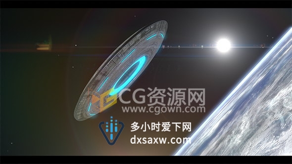 三维UFO宇宙飞船太空地球外星演绎LOGO动画片头AE模板