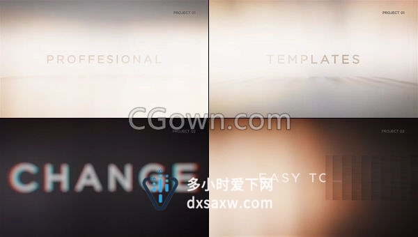 制作像差误差畸变噪声RGB分割特意动画标题LOGO片头-AE模板下载