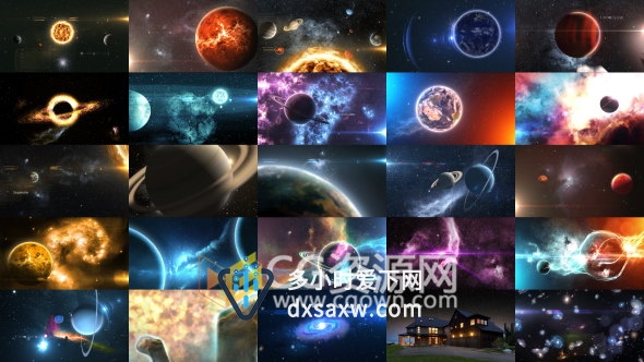 太阳系大量星系黑洞行星银河地球幻想星云特效视频动画AE模板