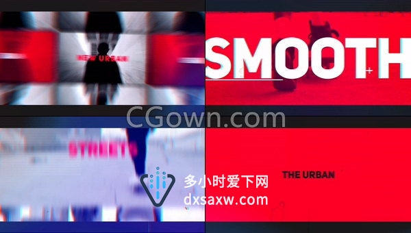 都市城市生活特点开幕幻灯片故障介绍时尚视频效果-AE模板下载