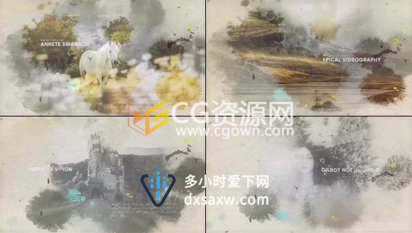 水墨滴落纸张油漆遮罩展示图片动画宣传视频片头-AE模板工程