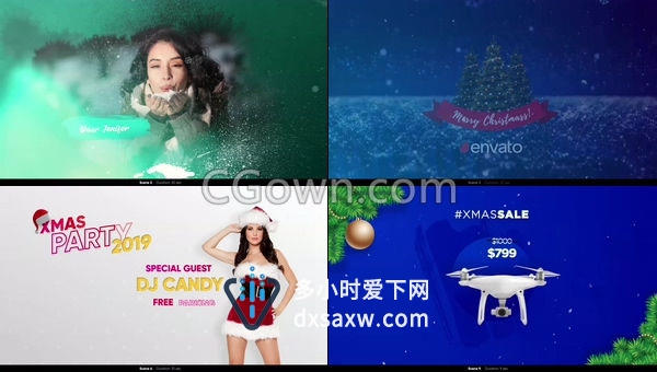 10组设计圣诞愿望冬天祝福圣诞节新年倒计时主题广告视频-AE模板下载