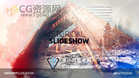 AE模板制作历史宣传片水墨遮罩视差图片展示动画效果
