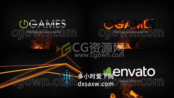 光线条火花火焰燃烧LOGO文字动画片头-AE模板工程
