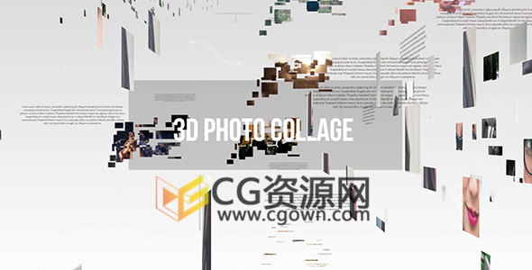 三维空间马赛克汇聚效果相册视频展示照片3D动画-AE模板下载