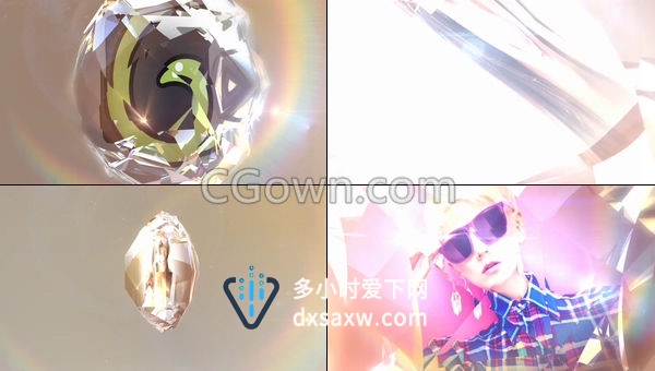 钻石水晶折射效果展示LOGO优雅高贵华丽片头视频-AE模板下载
