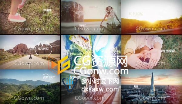 扭曲变形转场光效动画制作时尚幻灯片宣传视频效果-AE模板工程