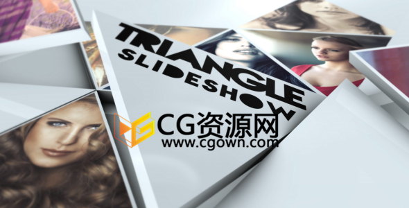 D三角形翻转展示照片动画优雅美丽相册视频AE模板