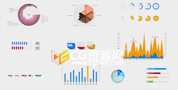 10种不同娄型实用信息图表Infographic元素动画-AE模板下载