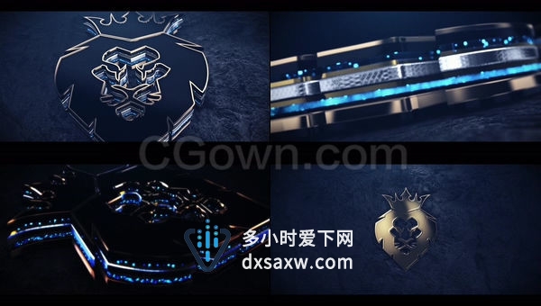 三维质感金色文字LOGO演绎动画优雅视频片头制作-AE模板下载