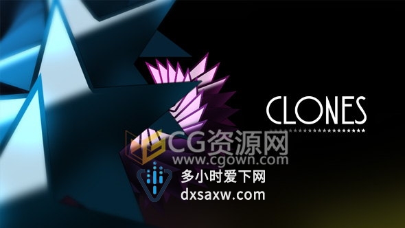 4K分辨率AE模板3D克隆动画标志路径运动克隆图形效果