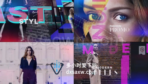动感时尚促销魅力模特走秀活动故障切换风格幻灯片-AE模板下载