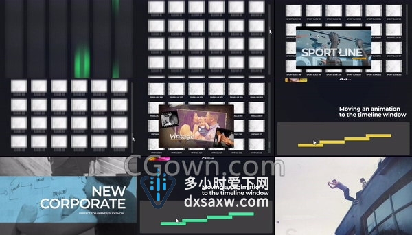 视频幻灯片图形转场效果制作过渡动画工程包-AE模板下载