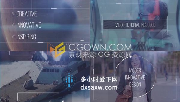 创意介绍文字动画科技现代线条创新风格图文视频制作-AE模板下载