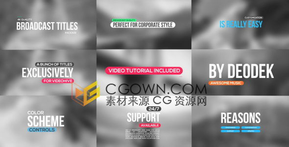 4K分辨率22组栏目包装文字标题字幕动画工程-AE模板下载