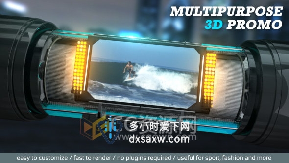 3D效果体育运动栏目包装橄榄球网球足球宣传片头-AE模板下载