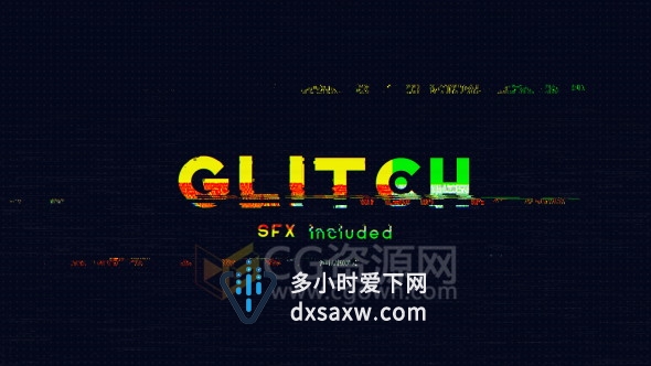 制作毛刺坏信号失真画面LOGO片头动画Glitch特效-AE模板