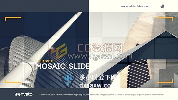 AE模板经典马赛克风格展示图片幻灯片视频制作工程