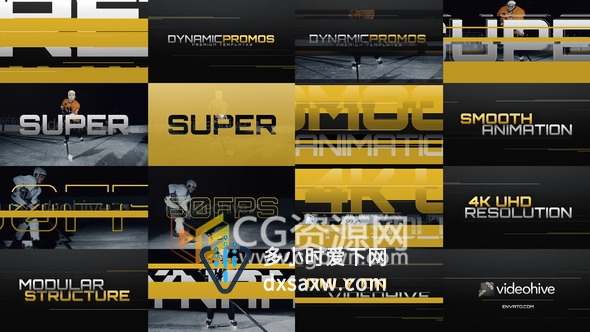 动感线条文字极限体育运动宣传视频片头动画制作-AE模板下载