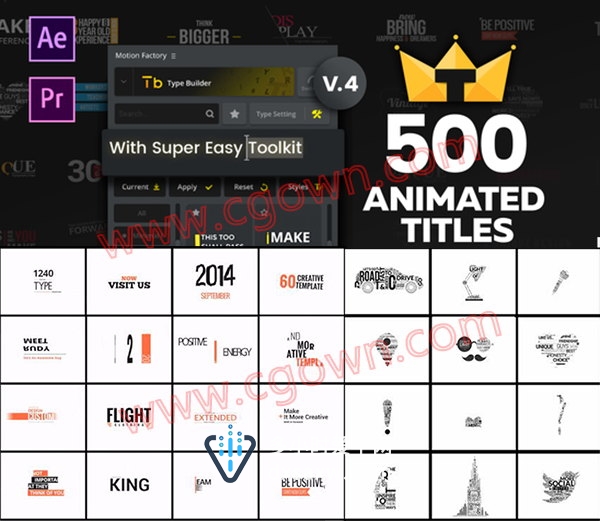 AE扩展脚本与Premiere预设模板+500组文字标题动画效果字幕排版