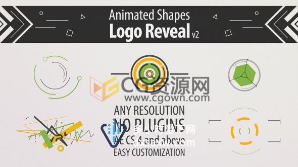 5组形状变化LOGO图形动画设计标志片头制作工程-AE模板下载