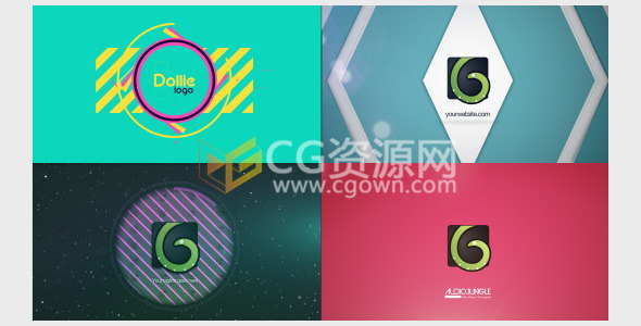 4种简约图形动画效果演绎LOGO片头视频制作工程-AE模板下载