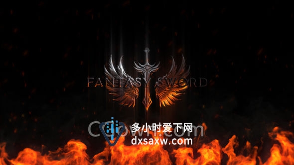 火焰燃烧烟雾金属铂光泽标志LOGO动画片头制作-AE模板下载