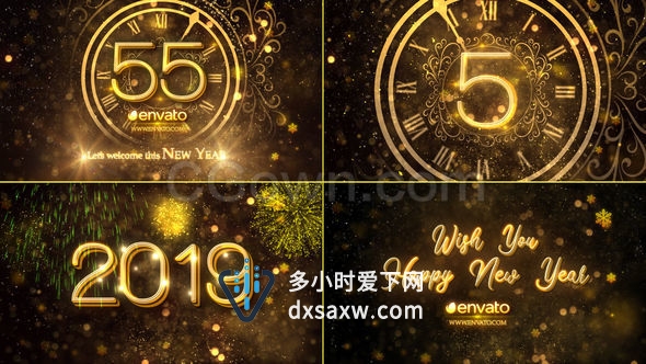 2019新年倒数60秒倒计时时钟颁奖典礼庆祝活动跨年片头视频-AE模板下载