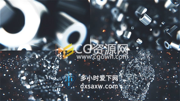 Element3D工程三维钢铁金属粒子汇聚3D标志片头LOGO动画-下载AE模板