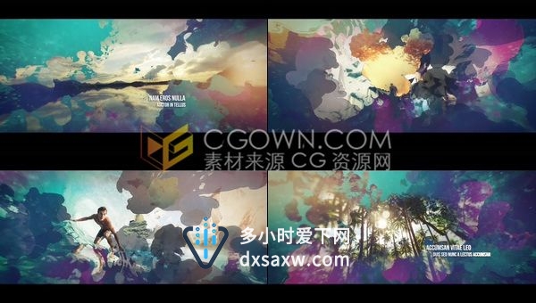美丽水墨滴落遮罩照片幻灯片相册宣传视频制作-AE模板下载