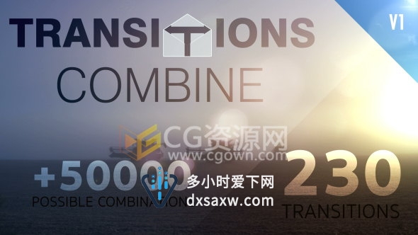 230组不同视频转场效果制作燃烧烟雾光效像素化缩放透视冲击-AE模板