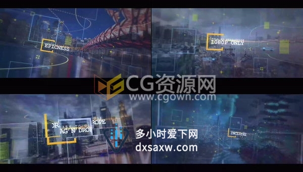 现代科技感视差图片开场视频线框放大画面转场动画-AE模板工程