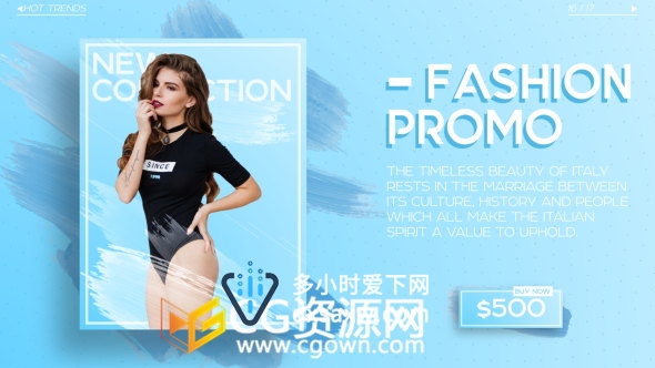 AE模板商店在线销售展示时尚模特魅力服装销价视频