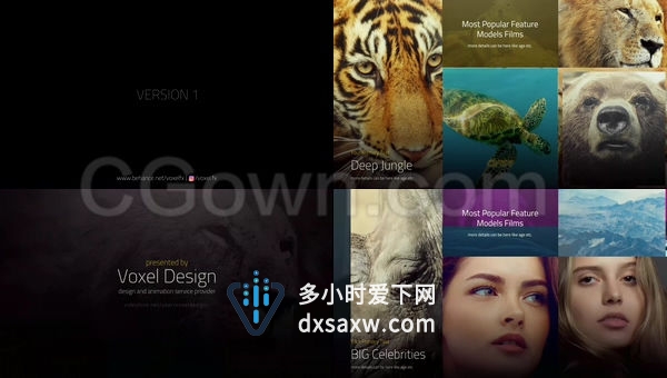 优雅清新肖像识别马赛克效果图片展示多照片开场片头-AE模板下载