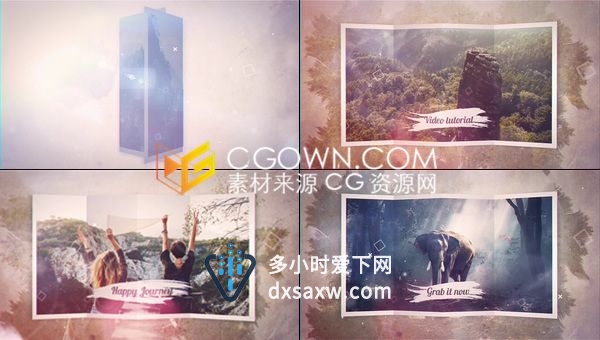 旅行幻灯片相册视频制作回忆开心时刻照片展示动画-AE模板下载