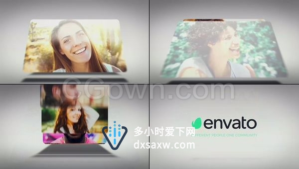 简洁照片标志幻灯片多元展示摄影作品公司社区人物形象相册-AE模板下载