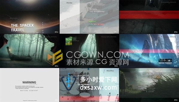 Glitch故障特效图形完整电视包装宣传介绍字幕-AE模板下载