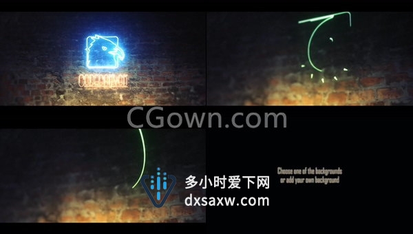 霓虹灯效果标志LOGO动画介绍片头视频-AE模板下载