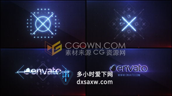 失真形状动画效果LOGO片头玩家体育时尚标志宣传-AE模板下载