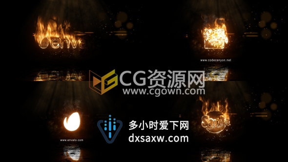 AE模板火焰燃烧文字标志片头烟雾火花灰尘特效效果