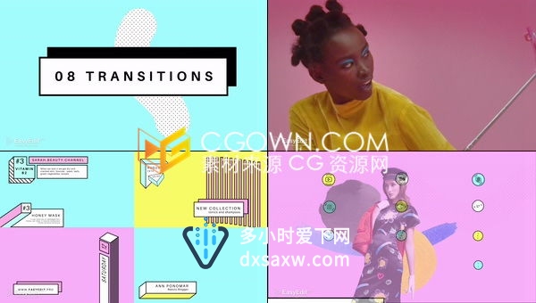 时尚流行娱乐美妆栏目频道包装宣传动画元素-AE模板下载
