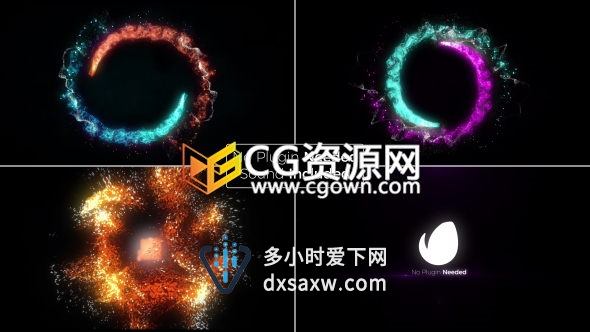 彩色粒子太极旋转演绎LOGO片头动画制作工程AE模板下载