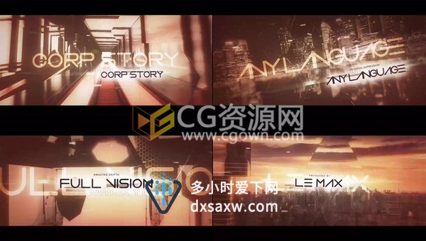 科技感六边形视差效果图文宣传视频游戏军事科学幻灯片-AE模板下载