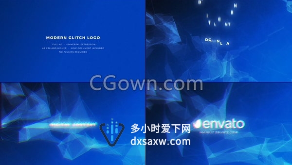 抽象点线面故障效果背景科技公司宣传片头视频-AE模板下载