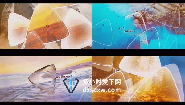 柔滑光面三角形遮罩转场动画视差展示图片宣传视频-AE模板下载