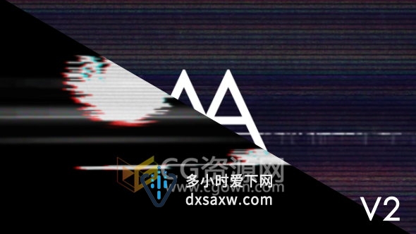 AE模板Glitch毛刺特效信号损坏LOGO片头动画工程