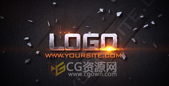冲击破碎爆炸火花特效金属文字LOGO片头-AE模板下载